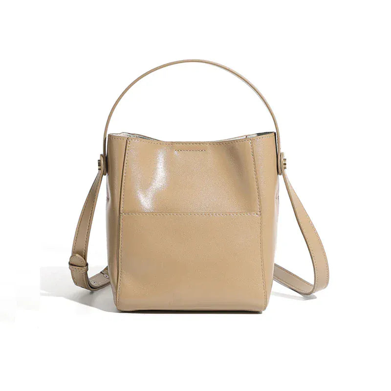 Grand sac seau cuir Beige