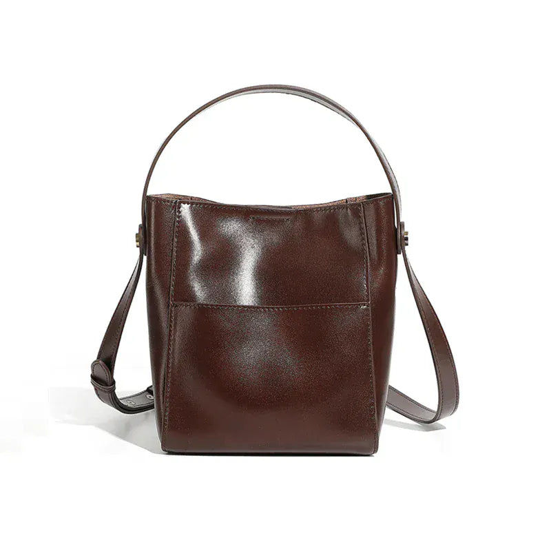 Grand sac seau cuir Café
