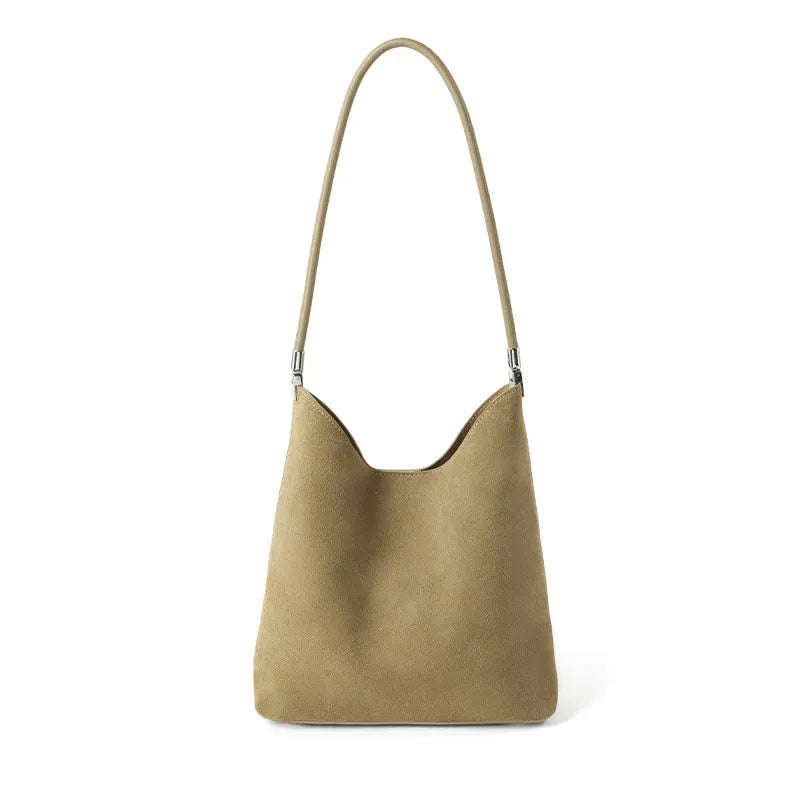 Grand sac seau en daim Khaki