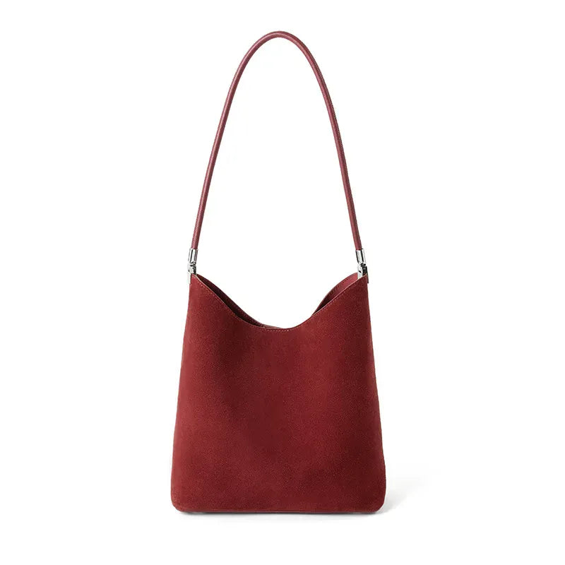 Grand sac seau en daim Rouge Ankora