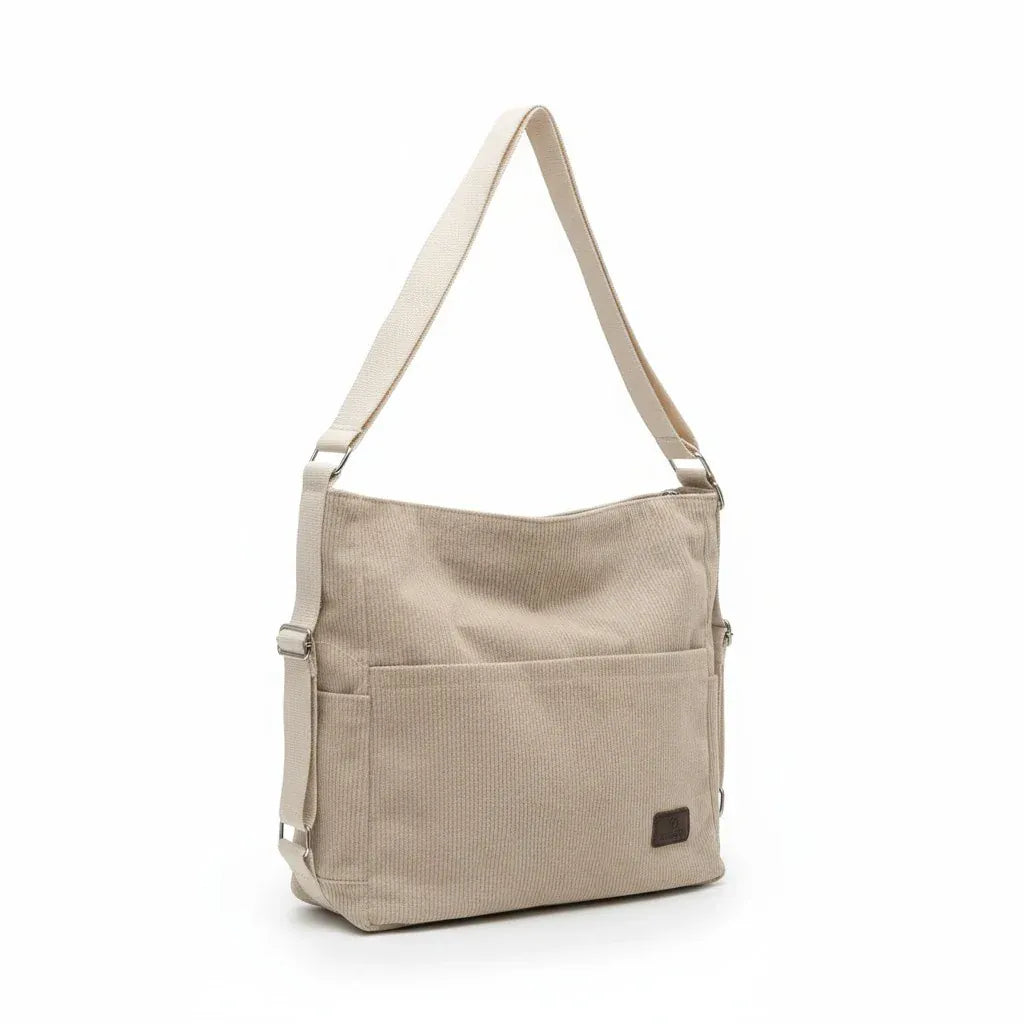 Grand sac seau en velours Beige