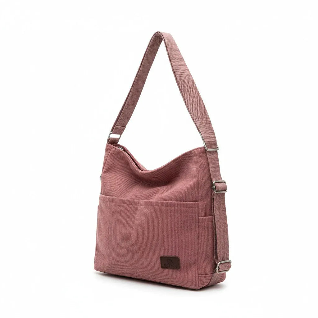 Grand sac seau en velours Rose