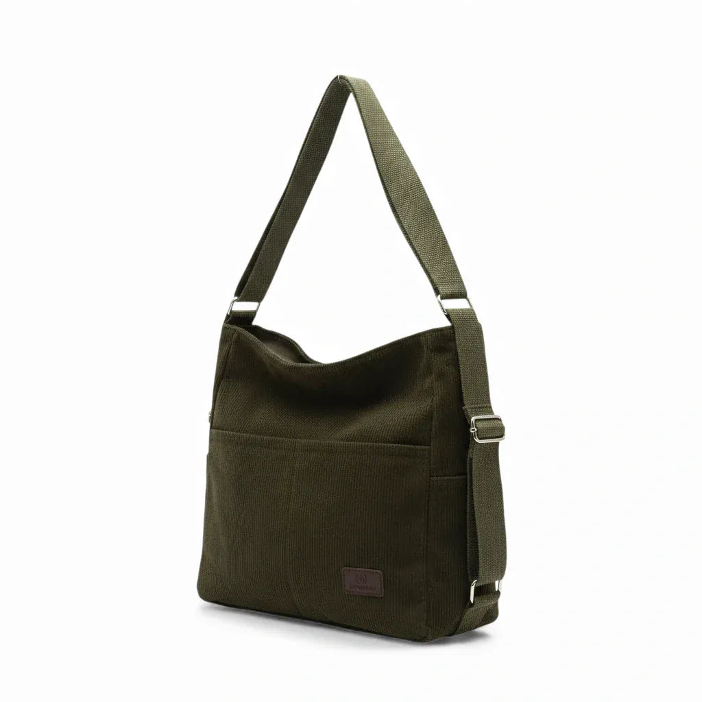 Grand sac seau en velours Vert