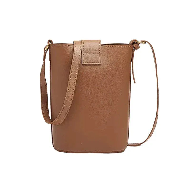 Mini sac seau en cuir vegan Marron