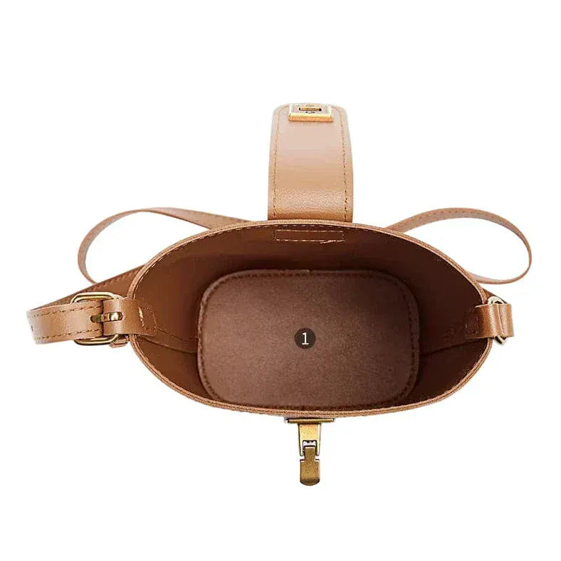 Mini sac seau en cuir vegan Marron