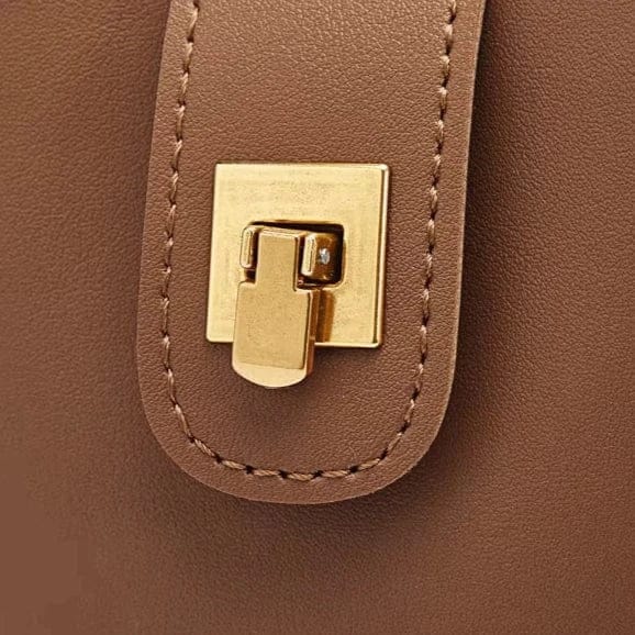 Mini sac seau en cuir vegan Marron