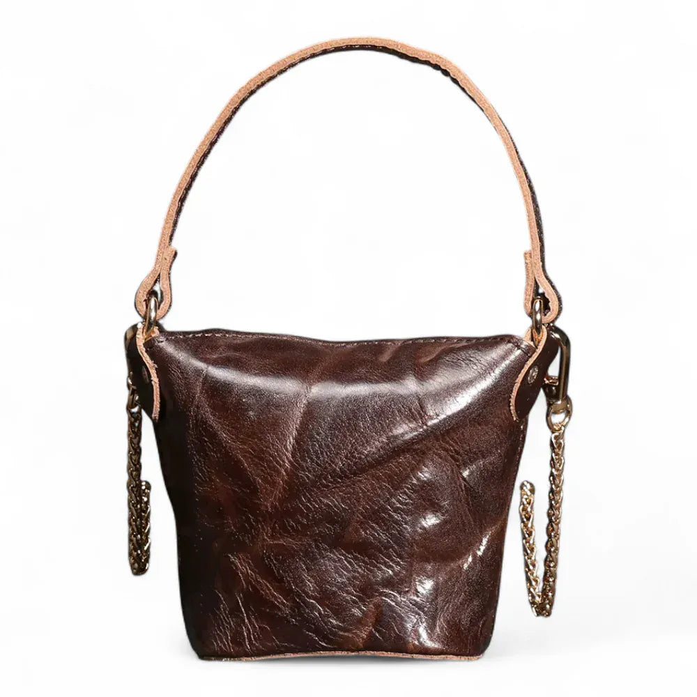 Sac seau a chaîne doré Café