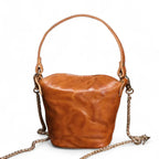 Sac seau a chaîne doré Marron