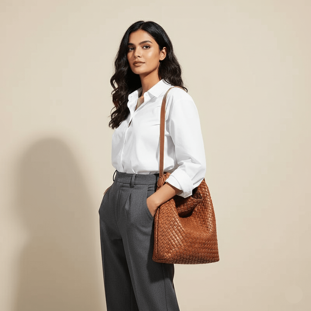 Sac seau arrangé en cuir vegan