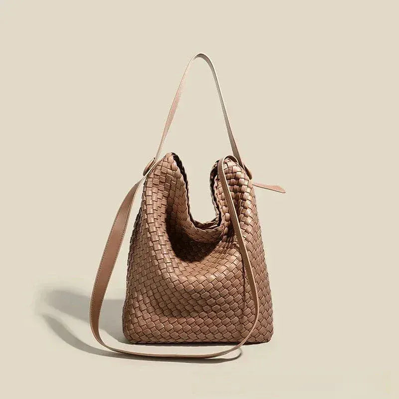 Sac seau arrangé en cuir vegan Camel