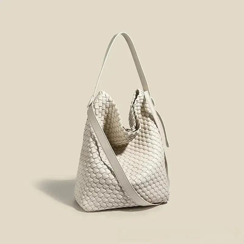 Sac seau arrangé en cuir vegan Ivoire