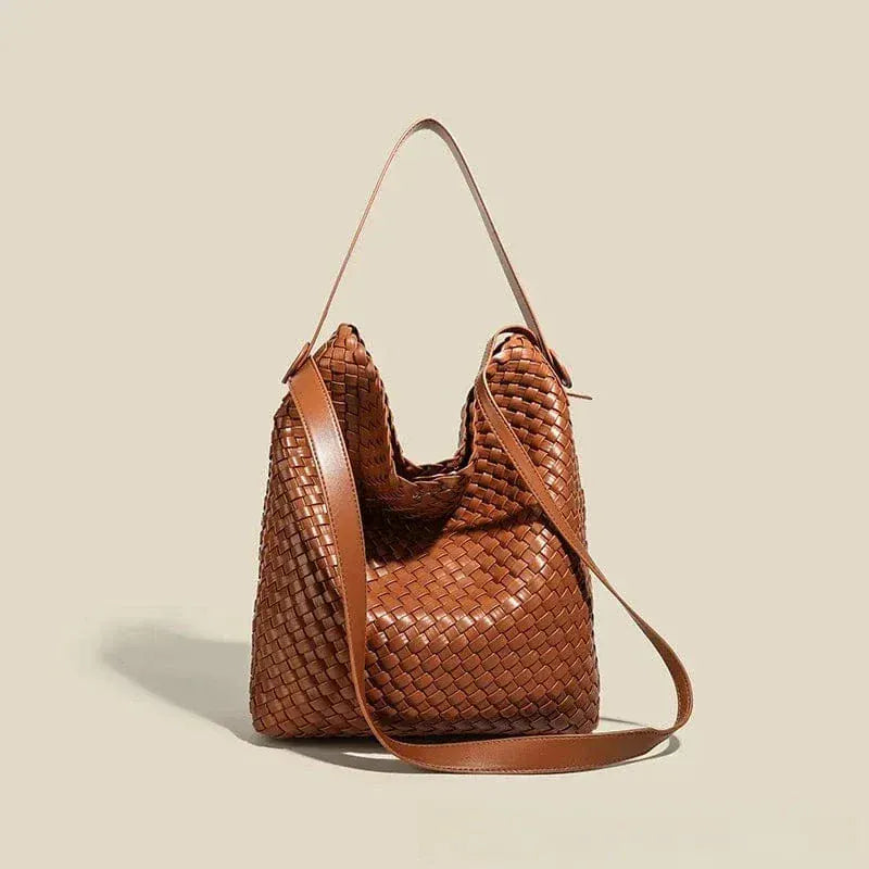 Sac seau arrangé en cuir vegan Marron