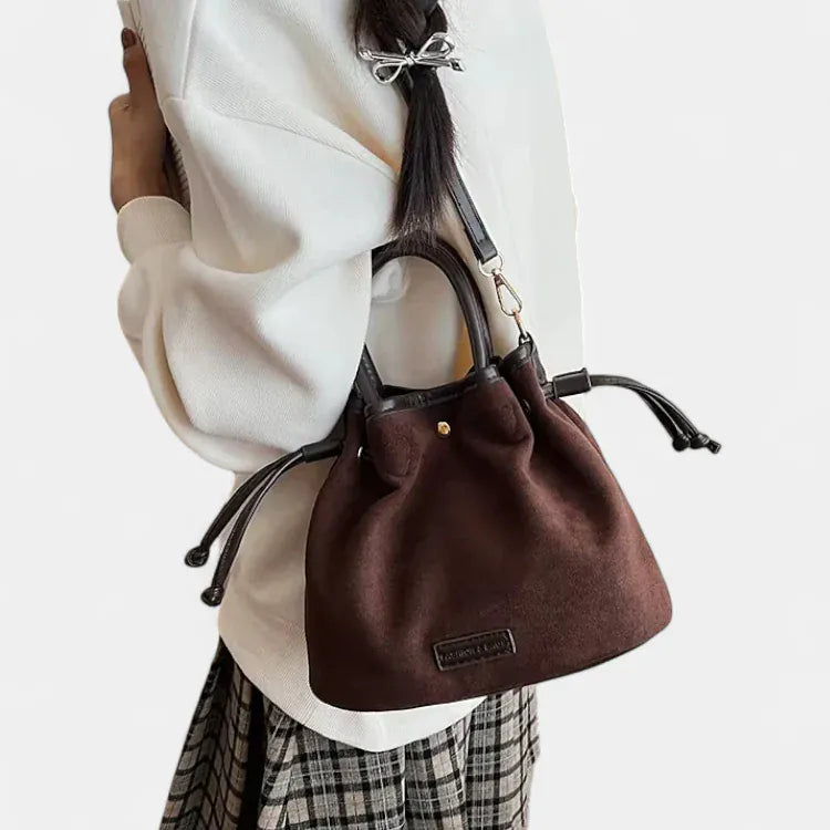 Sac seau bourse en suédine