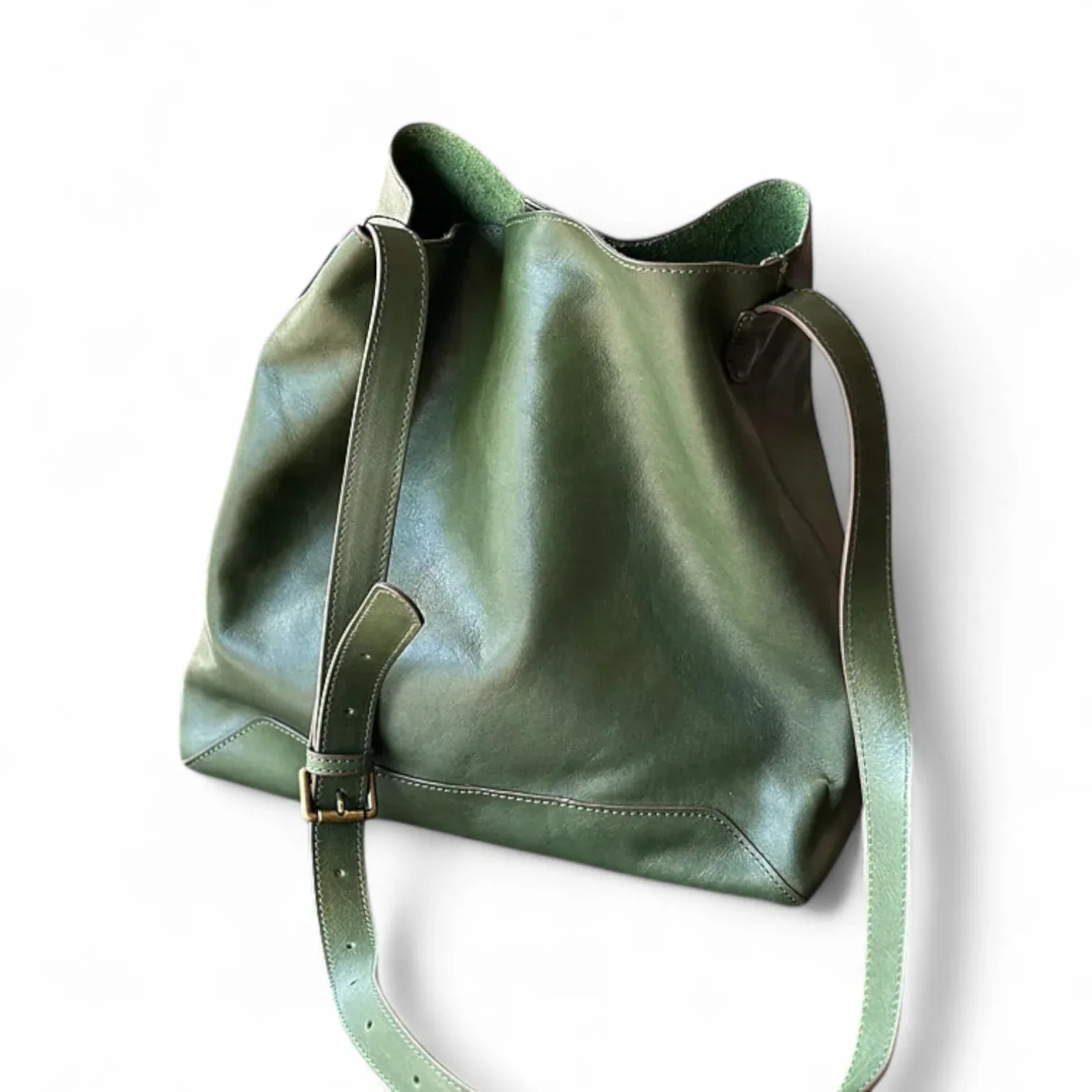 Sac seau campagne cuir Vert