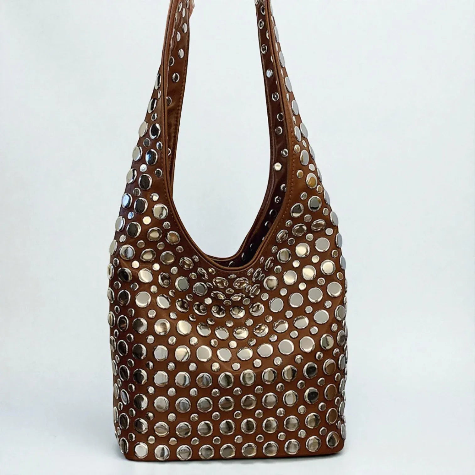 Sac seau clouté Marron