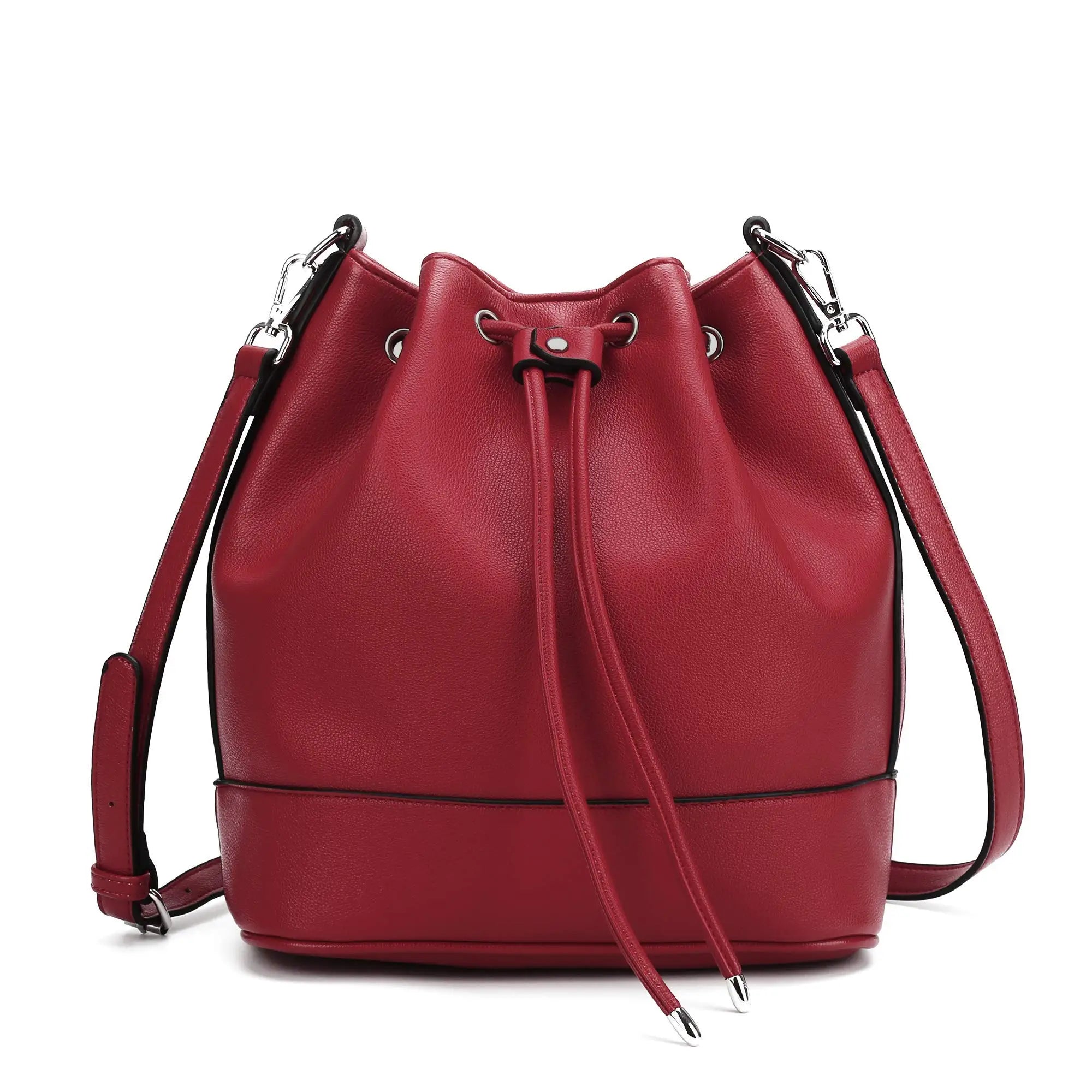 Sac seau cordon similicuir Rouge