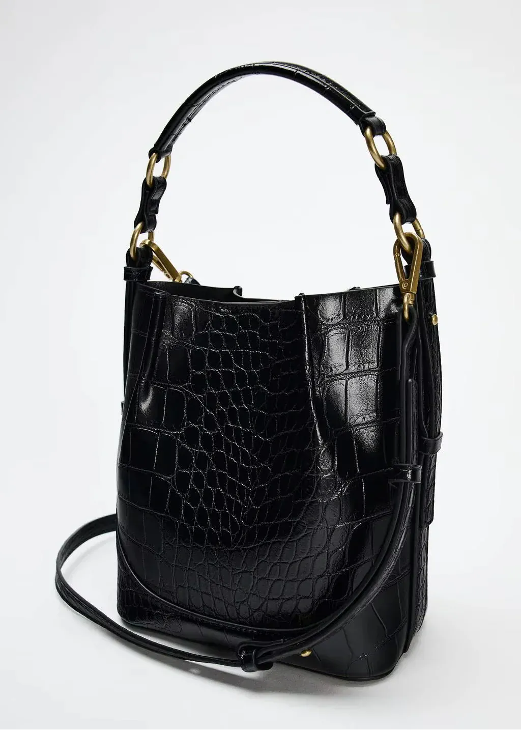 Sac seau croco noir Noir
