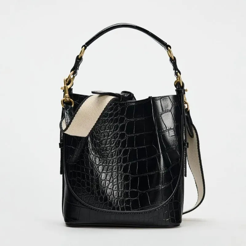 Sac seau croco noir Noir