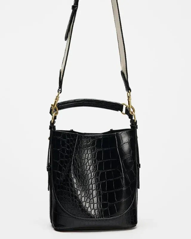 Sac seau croco noir Noir