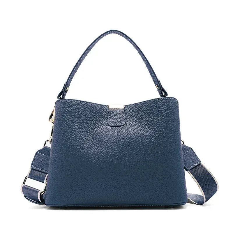 Sac seau cuir grainé Bleu