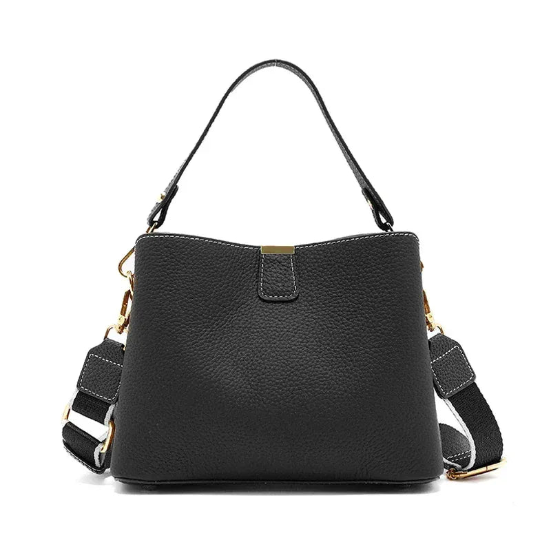Sac seau cuir grainé Noir