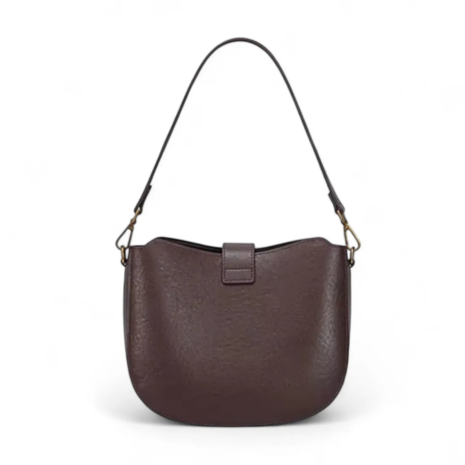 Sac seau cuir marron fermoir