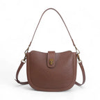 Sac seau cuir marron fermoir
