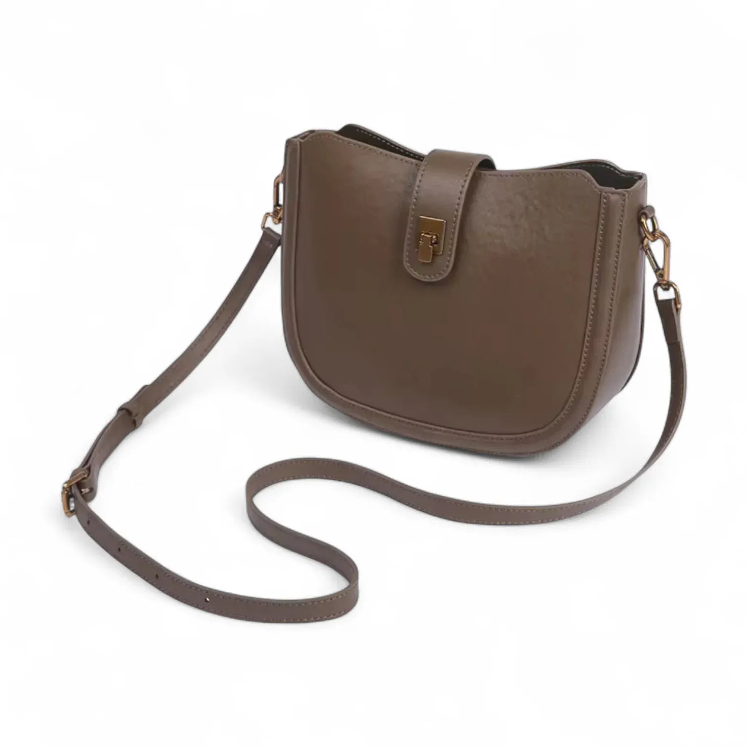 Sac seau cuir marron fermoir