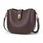 Sac seau cuir marron fermoir