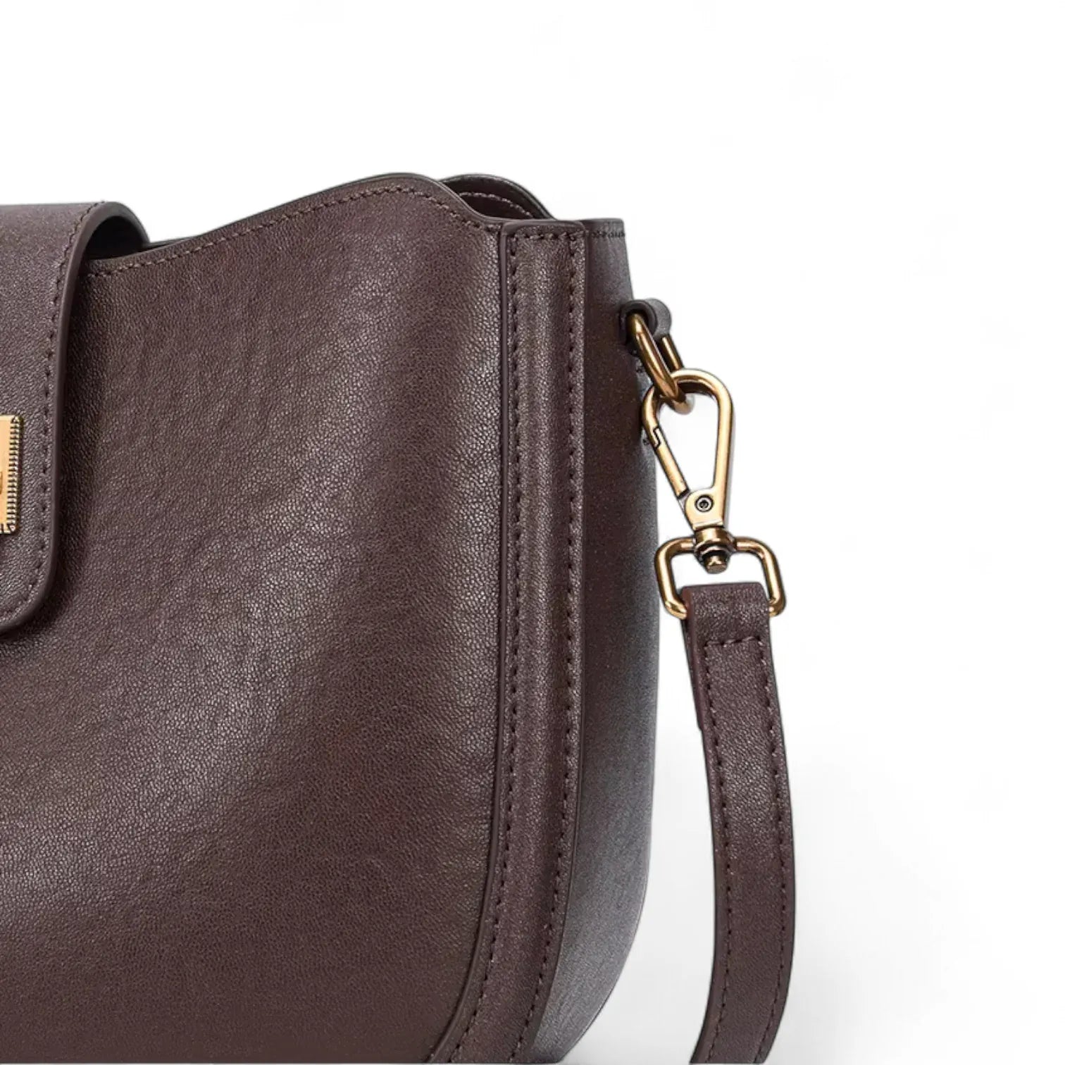 Sac seau cuir marron fermoir