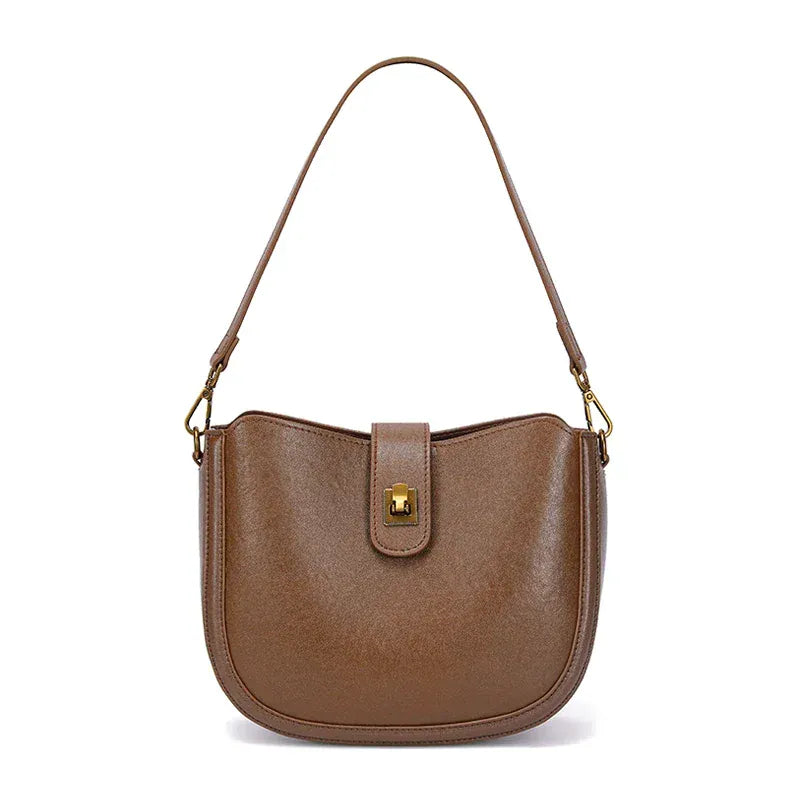Sac seau cuir marron fermoir Marron