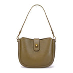 Sac seau cuir marron fermoir Vert