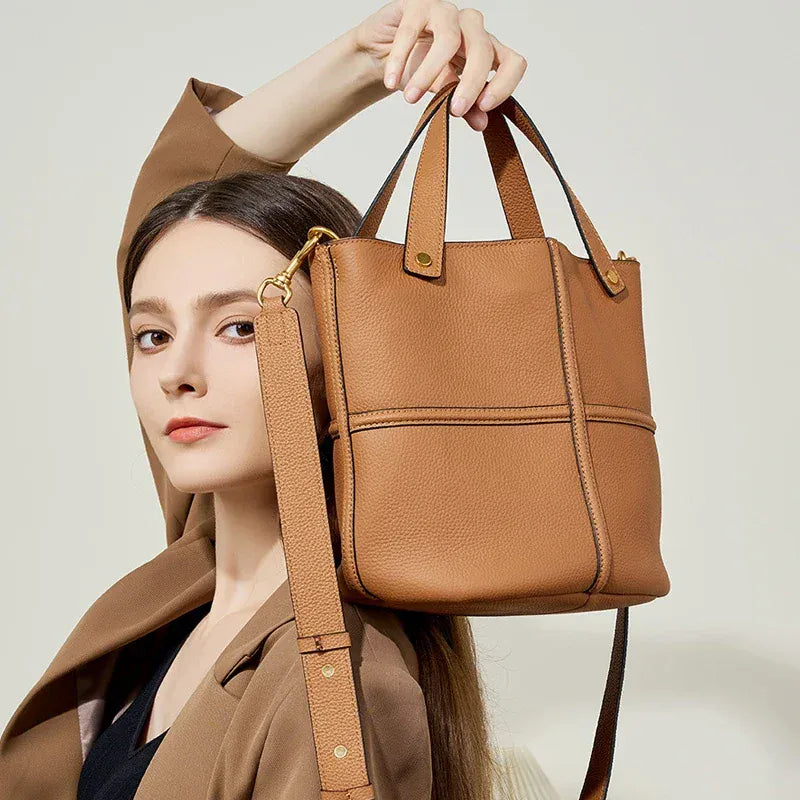 Sac seau cuir marron Marron