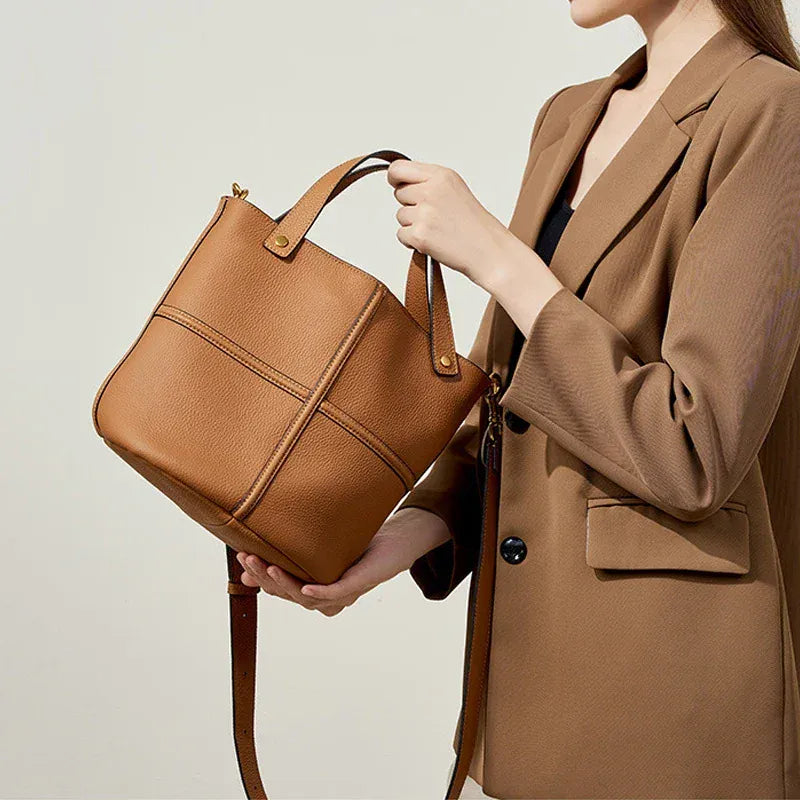 Sac seau cuir marron Marron