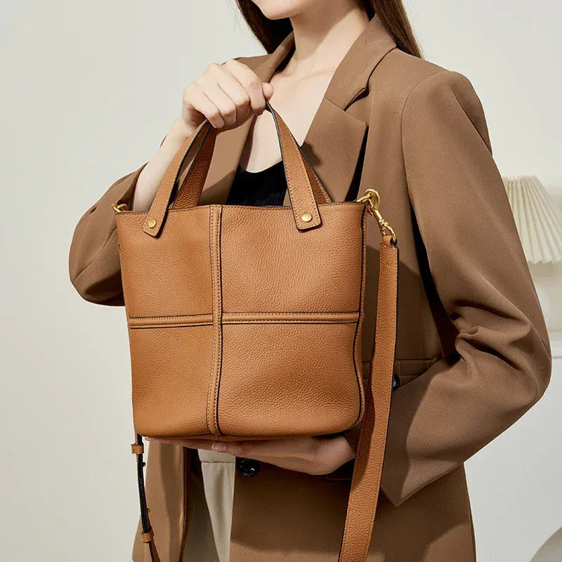 Sac seau cuir marron Marron