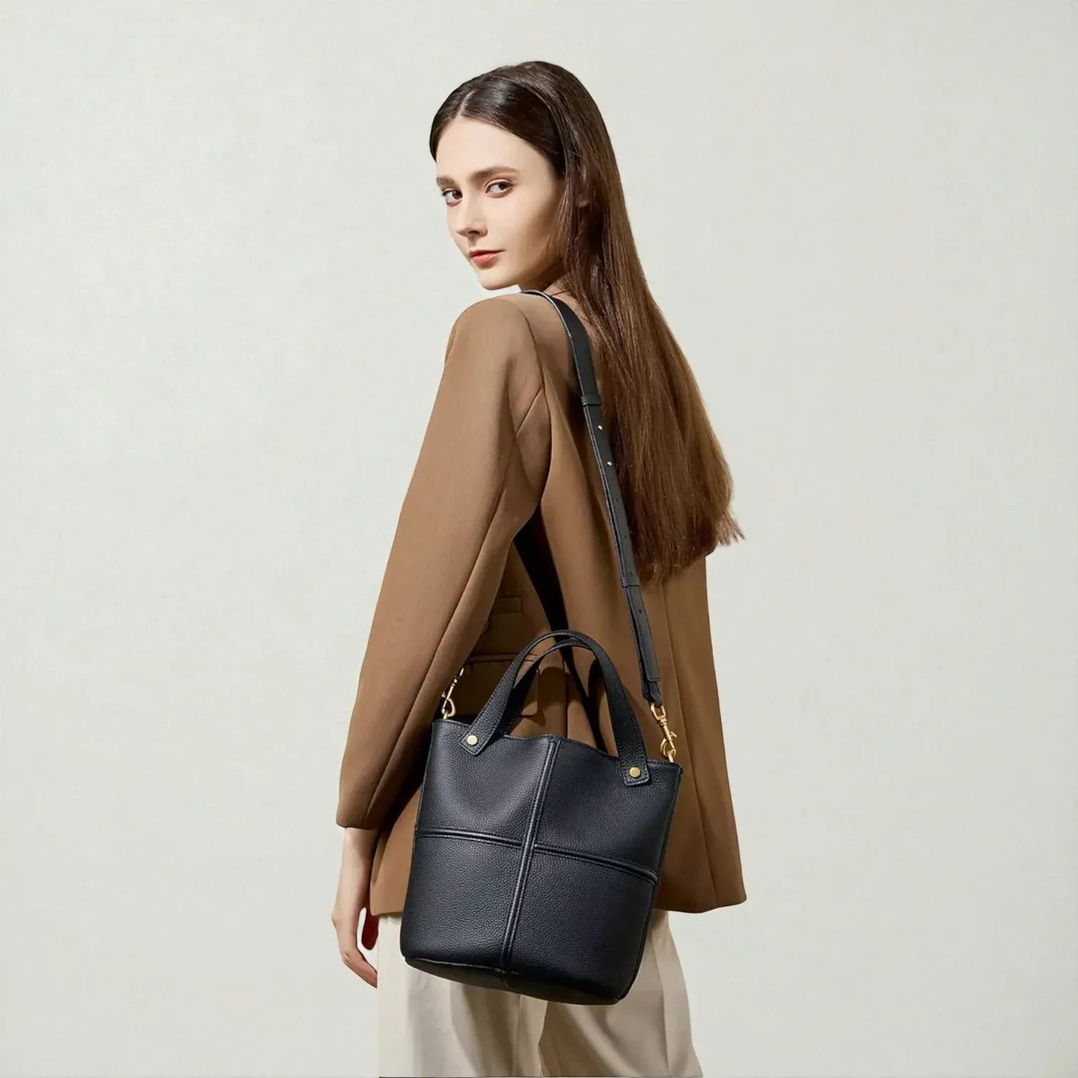 Sac seau cuir noir Noir