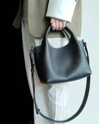 Sac seau cuir rabat arrondi