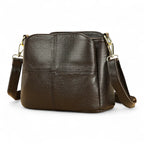 Sac seau cuir surpiqué Café