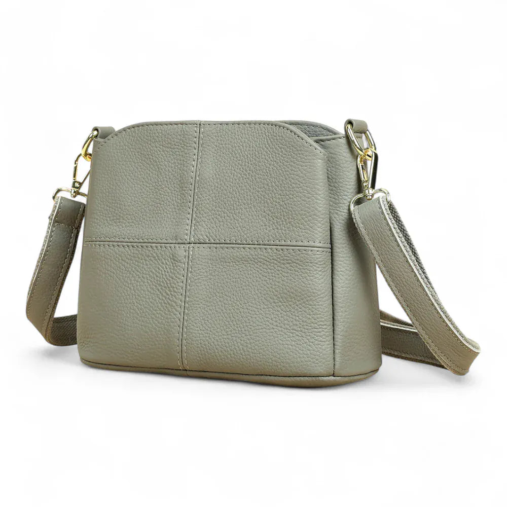 Sac seau cuir surpiqué Gris