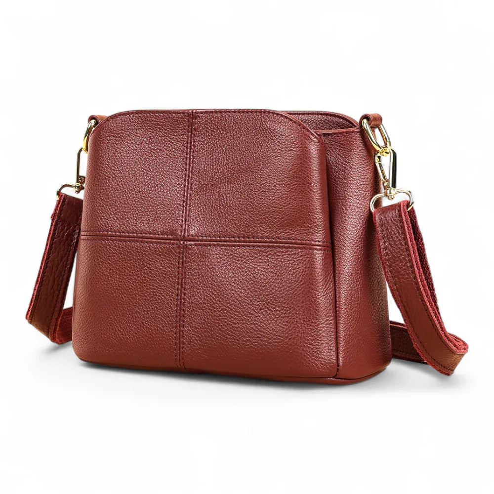 Sac seau cuir surpiqué Rouge