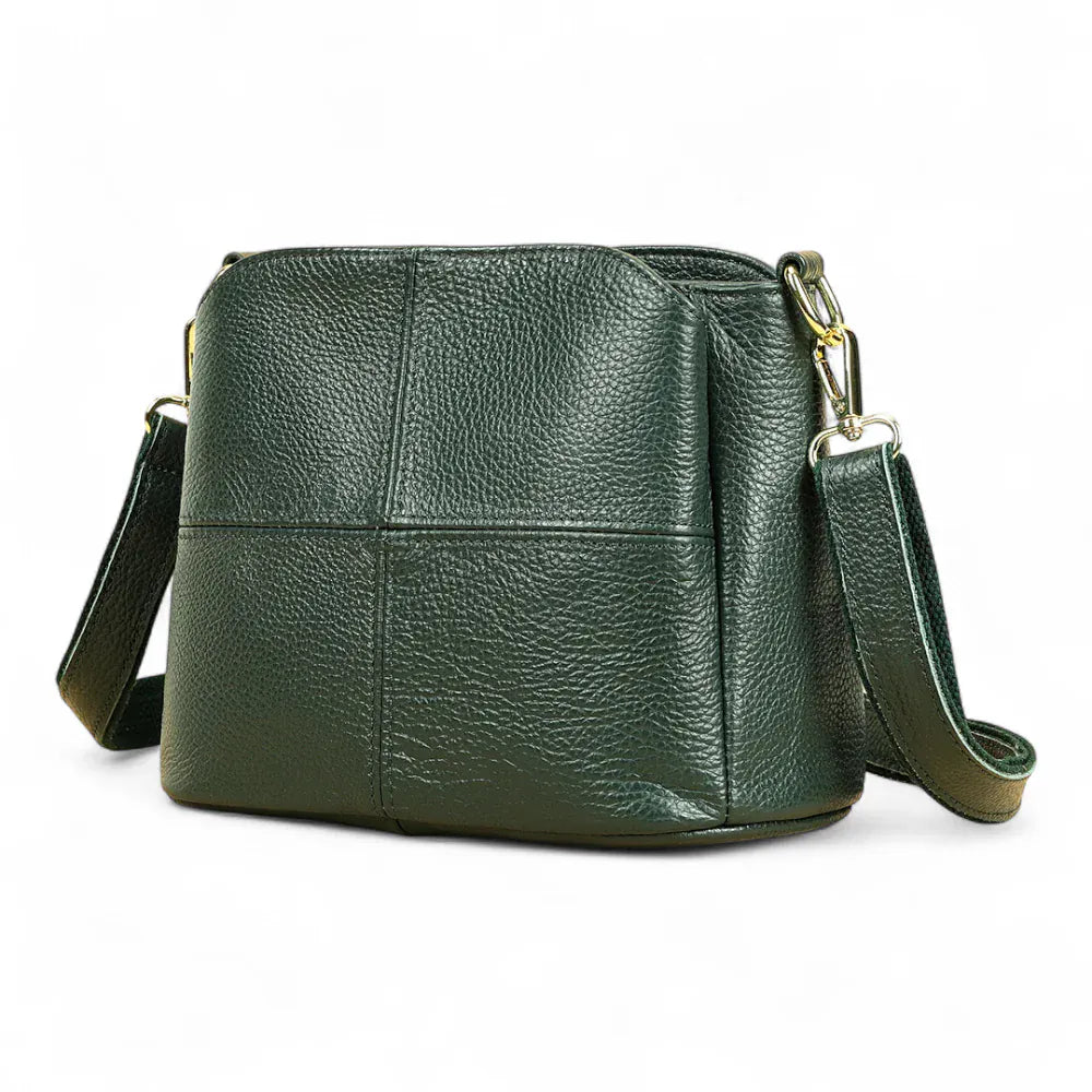 Sac seau cuir surpiqué Vert