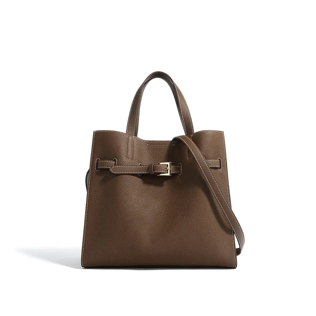 Sac seau cuir verni cognac Café