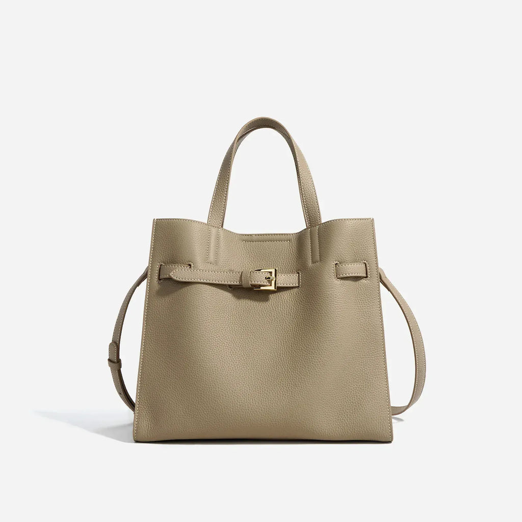 Sac seau cuir verni cognac Khaki