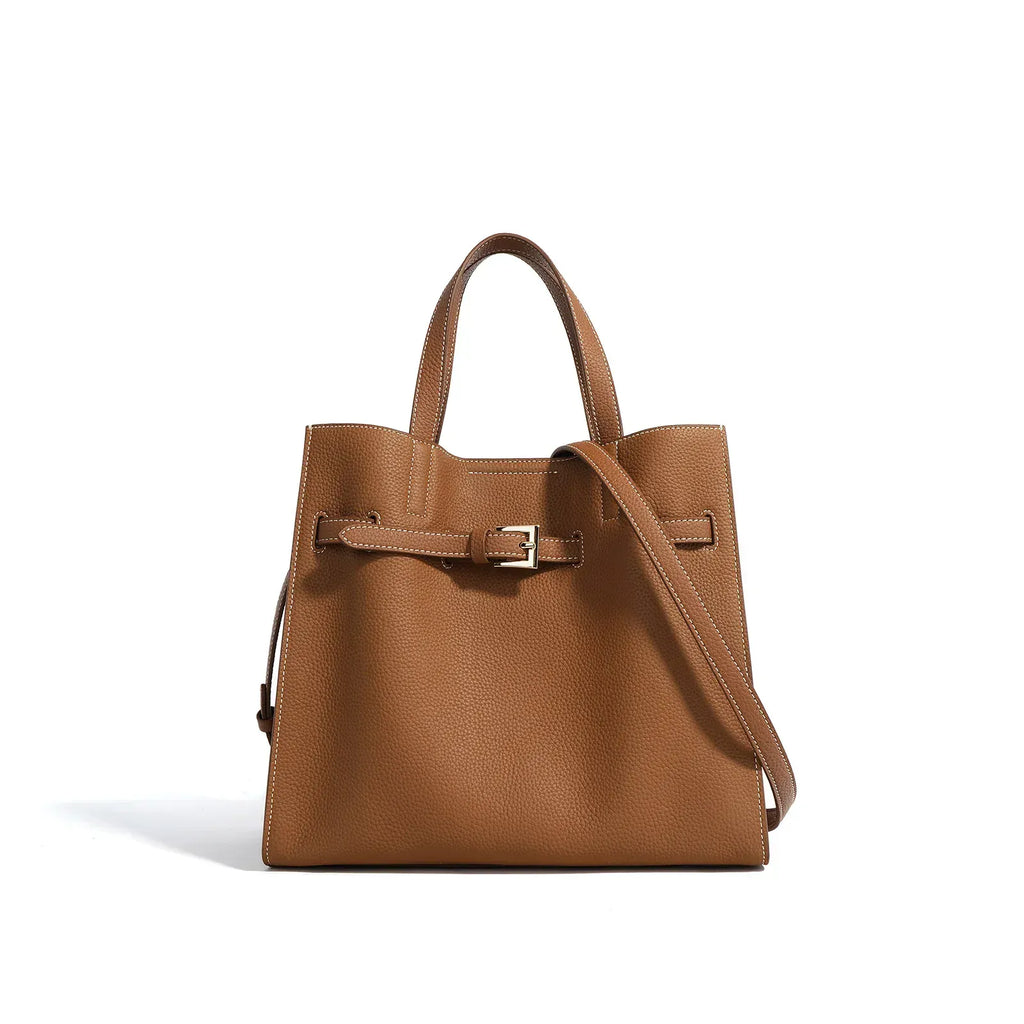 Sac seau cuir verni cognac Marron