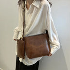 Sac seau cuir vieilli Marron Foncé