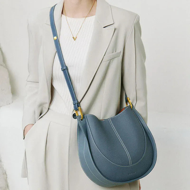 Sac seau demi lune Bleu