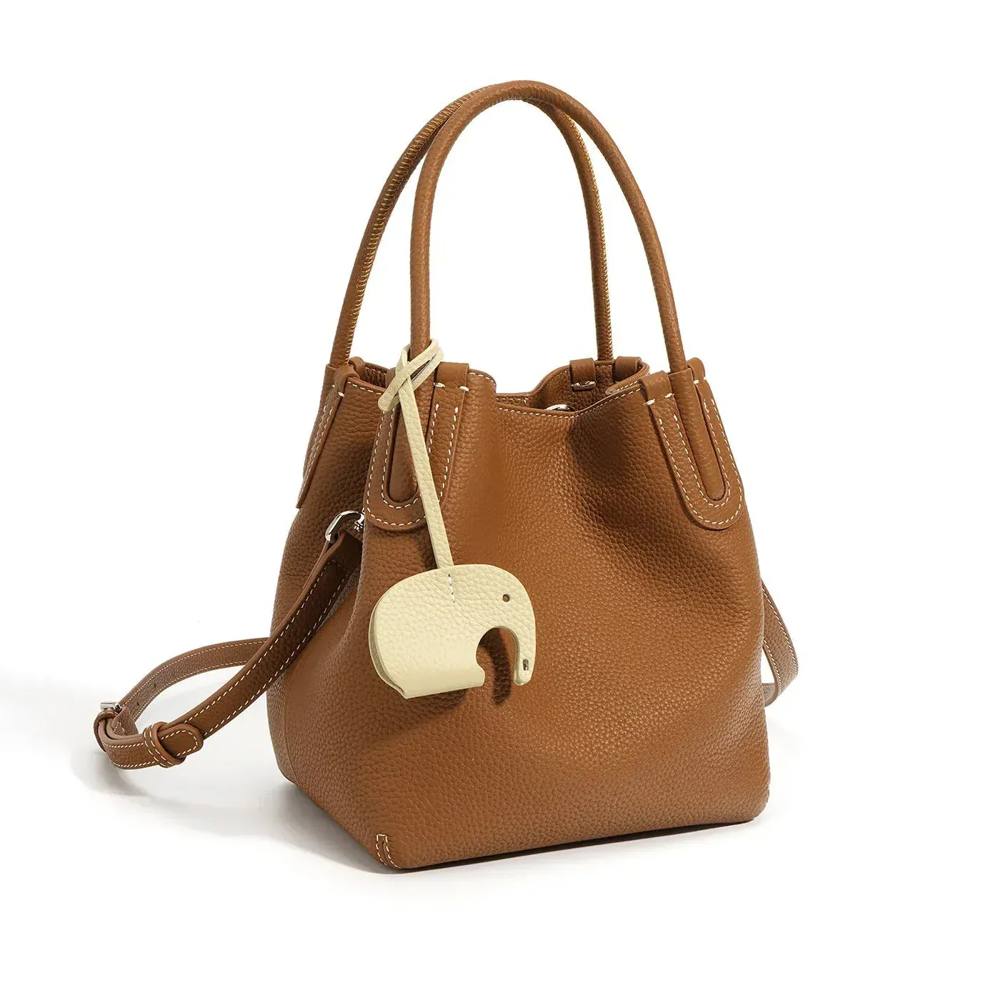 Sac seau en cuir élégant Marron