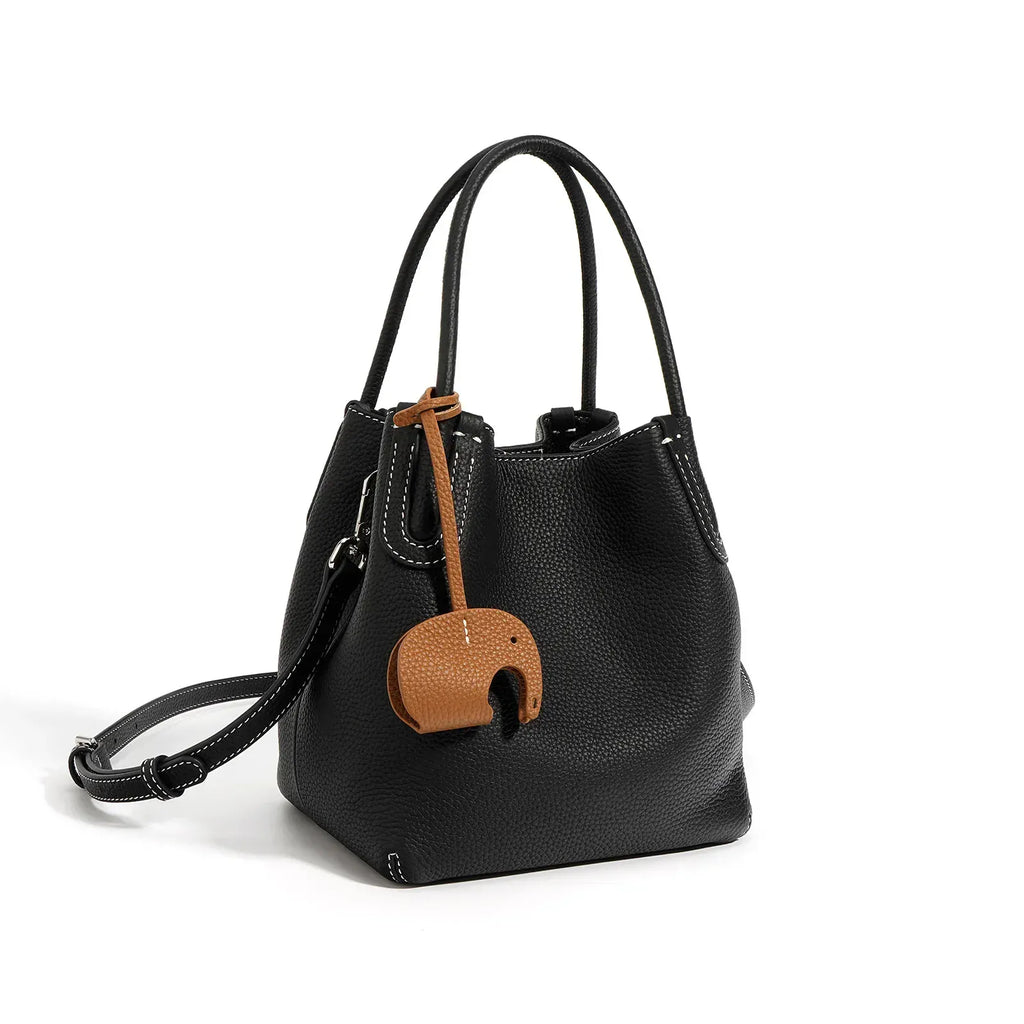 Sac seau en cuir élégant Noir