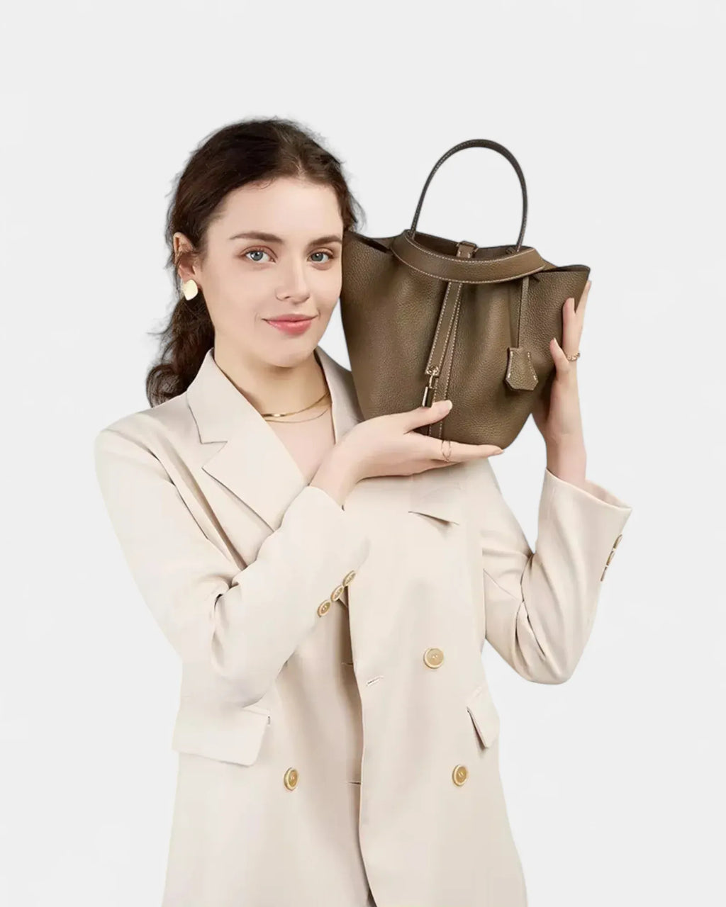 Sac seau en cuir lock in