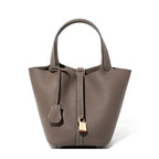 Sac seau en cuir lock in Gris